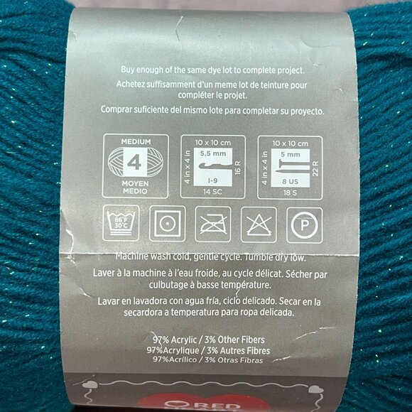 Red Heart Hygge Charm Yarn 7 oz  97% Acrylic 3% Other Fibers Teal Eclipse - Picture 2 of 4